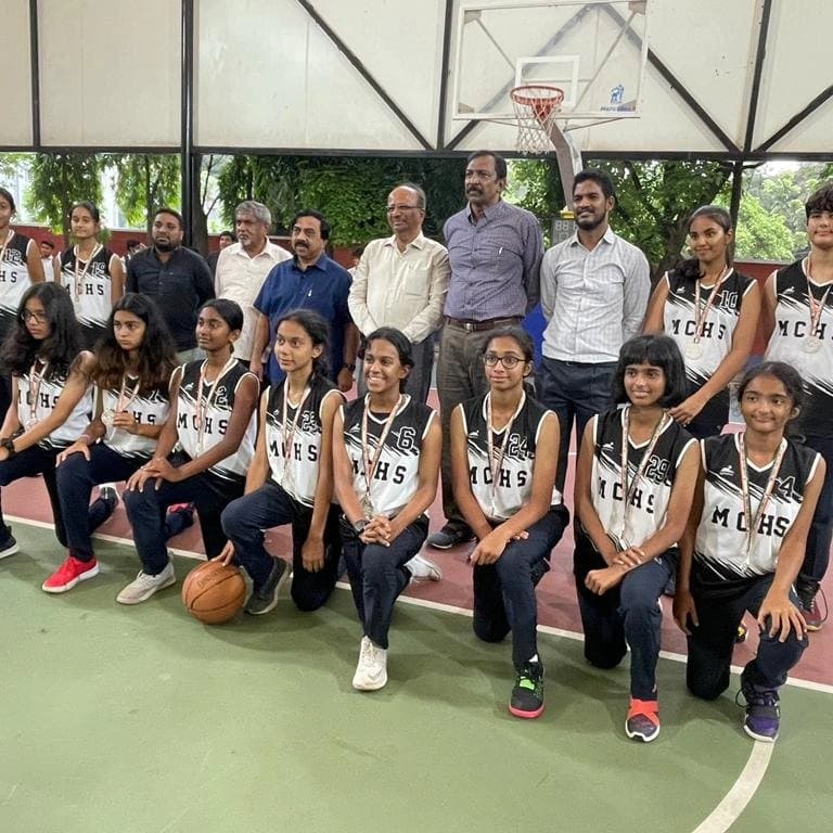 U13 girls Runner up position at the U14 State Mini Olympics basketball tournament 2022.